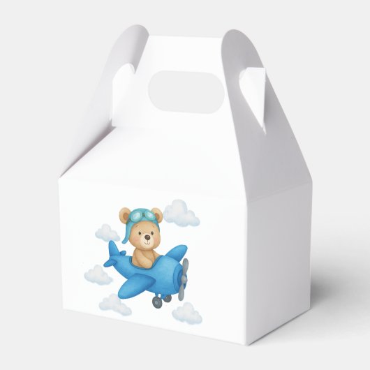Teddybeer op het Baby shower van het vliegtuig gun Bedankdoosjes (Achterkant)