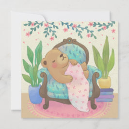 Teddybeer op illustratie van antieke fauteuil kaart