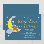 Teddybeer op Moon BABY SHOWER Stars Invitation Kaart (Voorkant / Achterkant)