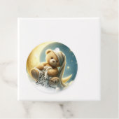 Teddybeer op Moon Glow Stars Baby shower Bedankjes Labels (In situ)