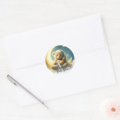 Teddybeer op Moon Glow Stars Baby shower Ronde Sticker (Envelop)