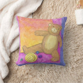 teddybeer op paarse kussen (Deken)