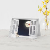 teddybeer op raam met kerstmaan kaart (Gele Bloem)