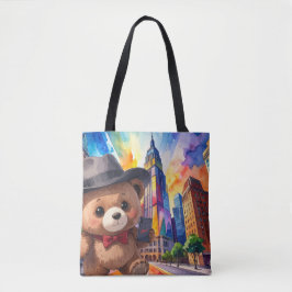 Teddybeer op reis door de stad NYC-toeristvakantie Tote Bag
