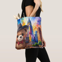 Teddybeer op reis door de stad NYC-toeristvakantie Tote Bag