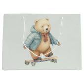 Teddybeer op schaatsen bord groot cadeauzakje (Voorkant)