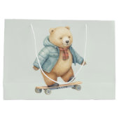 Teddybeer op schaatsen bord groot cadeauzakje (Achterkant)