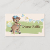 Teddybeer op Scooter Baby shower Luier Raffle Visitekaartje (Voorkant)