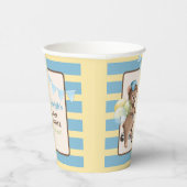 Teddybeer op scooter, gestreept Baby shower Papieren Bekers (Rechts)