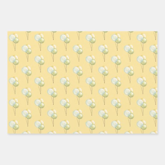 Teddybeer op scooter, gestreept, ballonnen inpakpapier vel (Voorkant 3)