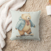 Teddybeer op skateboard kussen (Deken)