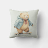 Teddybeer op skateboard kussen (Achterkant)