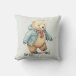 Teddybeer op skateboard kussen
