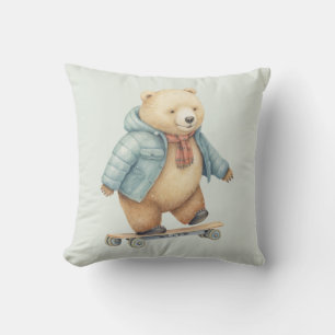Teddybeer op skateboard kussen
