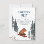 Teddybeer op sneeuw slee kerstfeest kaart (Voorkant)