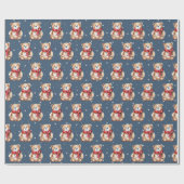 Teddybeer op sterren en sneeuwvlokken cadeaupapier (Vlak)