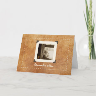 Teddybeer op vensterbank Nostalgische foto wenskaa Kaart