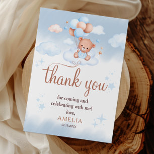 Teddybeer op wolk baby shower bedankkaart