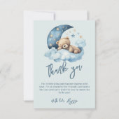 Teddybeer Over de Maan Baby shower Bedankkaart (Voorkant)