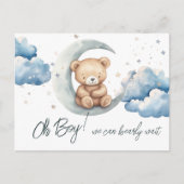 Teddybeer Over de Maan Baby shower Briefkaart (Voorkant)