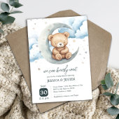 Teddybeer Over de Maan Baby shower Kaart