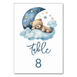 Teddybeer Over de Maan Baby shower Kaart