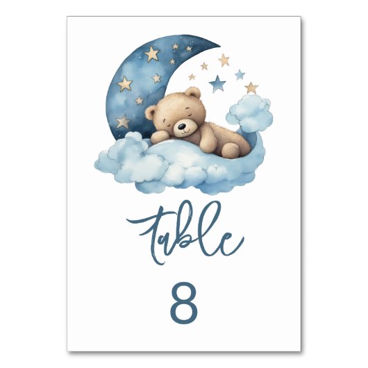 Teddybeer Over de Maan Baby shower Kaart (Voorkant)