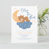 Teddybeer Over de Maan Baby shower Kaart (Staand voorkant)
