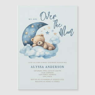Teddybeer Over de Maan Baby shower Magnetische Uitnodiging