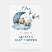 Teddybeer Over de Maan Baby shower Welkom Acryl Bord (Voorkant)