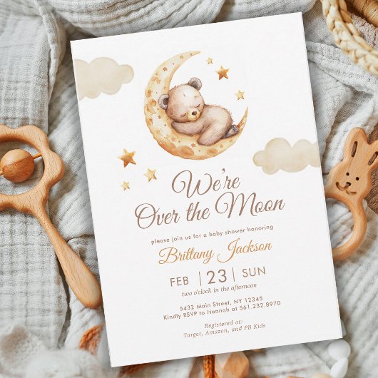 Teddybeer over het Baby shower Kaart