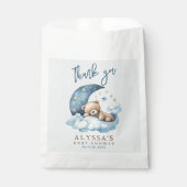 Teddybeer over het Moon Blue Baby shower Bedankzakje (Voorkant)