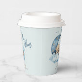 Teddybeer over het Moon Blue Baby shower Papieren Bekers (Rechts)