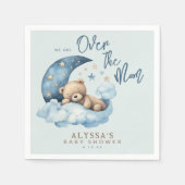 Teddybeer over het Moon Blue Baby shower Servet (Voorkant)