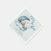 Teddybeer over het Moon Blue Baby shower Servet (Hoek)