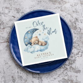 Teddybeer over het Moon Blue Baby shower Servet