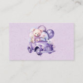 Teddybeer Paarse Ballonnen Auto Meisje Luier Raffl Visitekaartje (Achterkant)