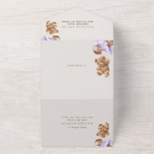 Teddybeer, Paarse ballonnen, eerste verjaardag All In One Uitnodiging (Buitenkant)