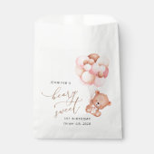 Teddybeer, Paarse ballonnen, eerste verjaardag Bedankzakje (Voorkant)