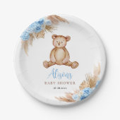 teddybeer pampas gras papieren bordje (Voorkant)