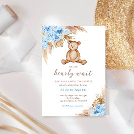 Teddybeer Pampasgras Weinig Geduld Babyshower Kaart