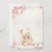 Teddybeer Pastel Champagnetoon Goud Baby Meisje Kaart (Achterkant)