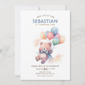 Teddybeer pastelballon Beary eerste verjaardag Kaart (Voorkant)