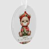 Teddybeer Patchwork Aandenken Ornament (voorkant)