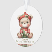 Teddybeer Patchwork Aandenken Ornament (voorkant)