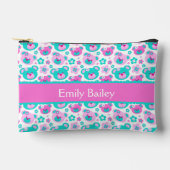 Teddybeer patterned roze aqua naam potlood hoesje etui (Voorkant)