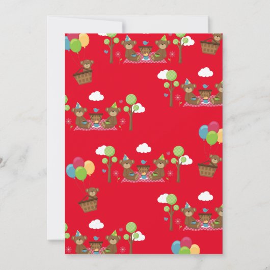 Teddybeer picknick 1e verjaardagsfeestje Jongen Me Kaart (Achterkant)