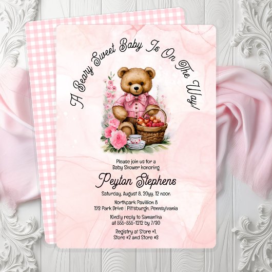 Teddybeer Picknick Baby Shower Zoete Schatjes Kaart