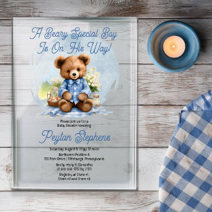 Teddybeer Picknick Beary Speciale Jongen Baby Show Acryl Uitnodigingen