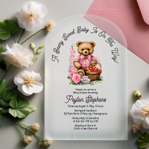 Teddybeer Picknick Beary Zoete Baby Shower Acryl Uitnodigingen